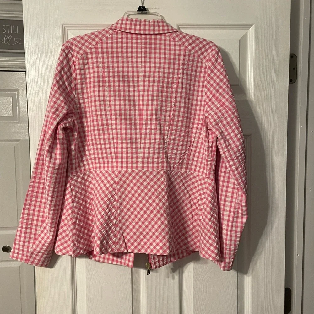 NWOT Issac Mizrahi Live Gingham Jacket - Picture 10 of 16